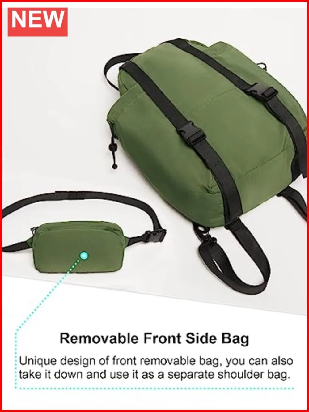 Waterproof Convertible Mini Backpack Detachable Sling Crossbody Bag Hiking